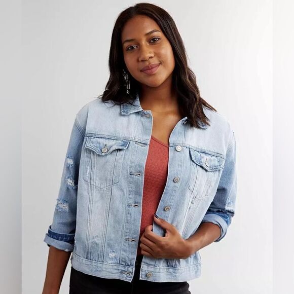 Bridge By Gly For Buckle Distressed Washed Denim Jacket Size XS - Picture 1 of 8